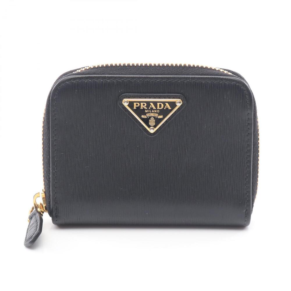 Prada VITELLO MOVE Coin Case Wallet Saffiano Leather Black